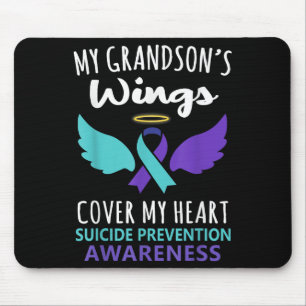 Mousepad As Asas do Meu Neto Cobrem o Coração Conscientizaç