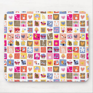 Mousepad as flores bonitos, pássaros, corações esquadram