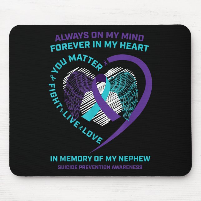 Mousepad Asas do Coração em Memória do Sobrinho Conscientiz (Frente)