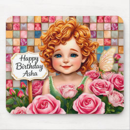 Mousepad ASHA ~ Feliz Aniversário ~ Pad Floral ~ Rato