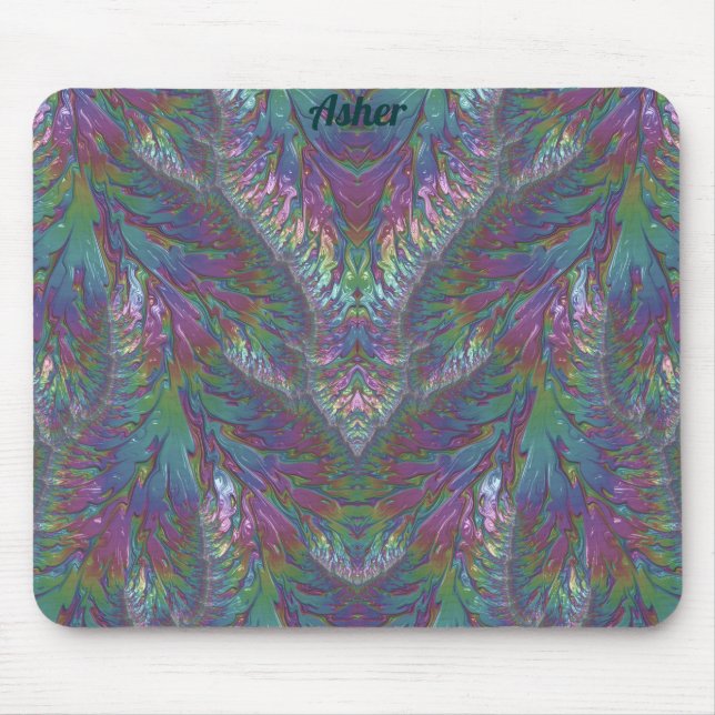 Mousepad ASHER ~ Zany Shades Aqua Green Pink Silver (Frente)