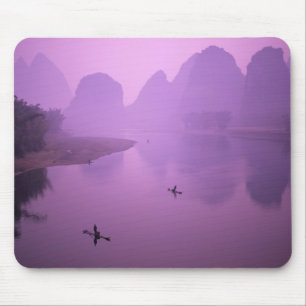 Mousepad Ásia, China, Guanxi, Yangshou. Pescadores em janga