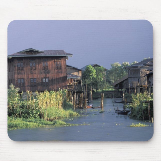 Mousepad Ásia, Mianmar, Lago Inle. Uma vila flutuante sobre (Frente)