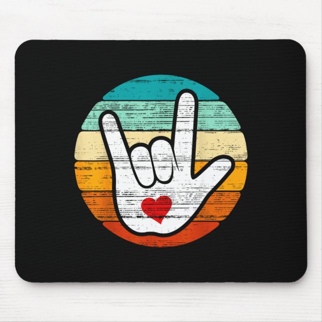 Mousepad Asl I Love You, Sign Language Heart Love Valentine (Frente)
