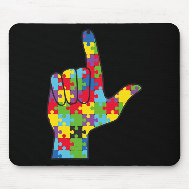 Mousepad ASL Love Sign Autism Awarse Support (Frente)
