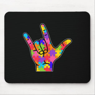 Mousepad ASL Love Sign Language Autismo Dar Consciência