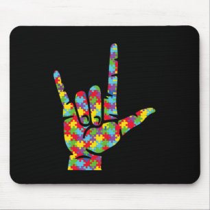 Mousepad ASL Love Sign Language Autismo Sensibilização
