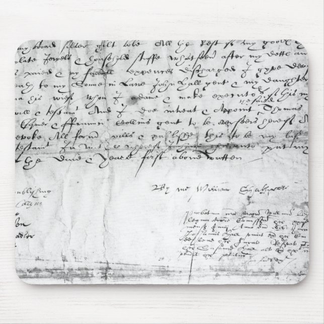 Mousepad Assinatura de William Shakespeare, 1616 (Frente)
