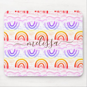 Mousepad Assinatura Elegante com Padrão de Arco-íris Ombre