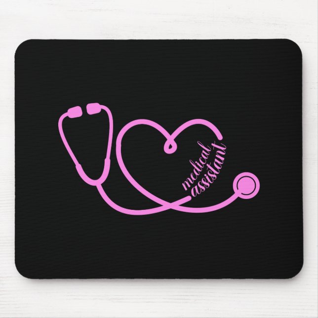 Mousepad Assistente médico estetoscópio cardíaco cor-de-ros (Frente)