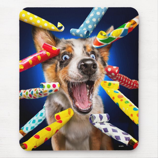 Mousepad Assopradores de Festa de Cachorro Feliz (Frente)