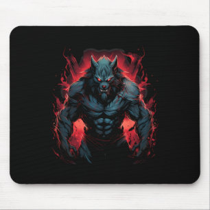 Mousepad Assustador Lobisomem Cheia, Lua Cheia Halloween Ho