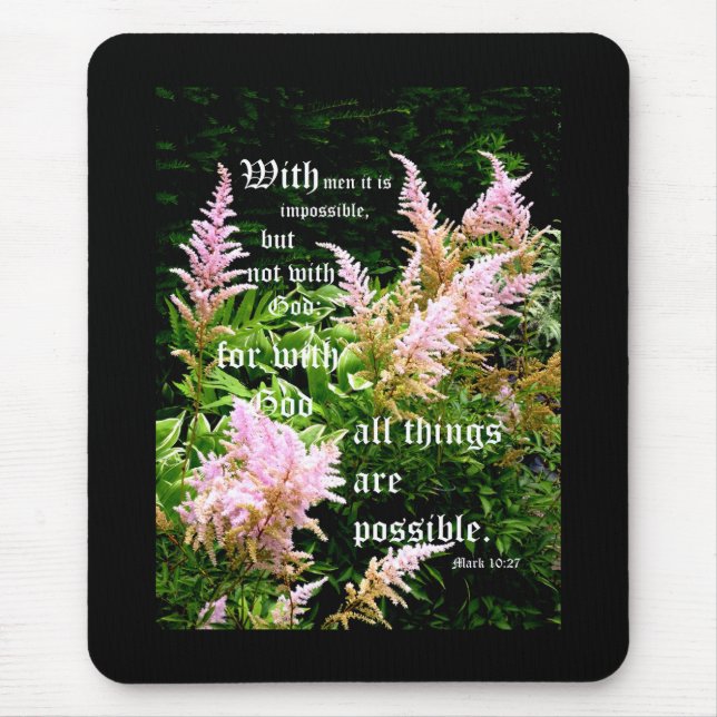 Mousepad Astilbe com Mark 10:27 (Frente)