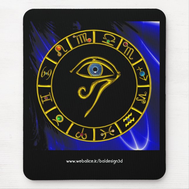 Mousepad ASTRAL HORUS EYE,BLUE TALISMAN Astrology Chart (Frente)