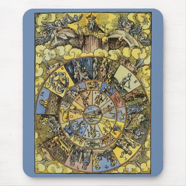 Mousepad Astrologia Vintage, Renascença Roda Zodiaca, 1555 (Frente)