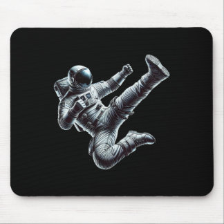 Mousepad Astronaut Performing A Powerful Karate Kick Martia