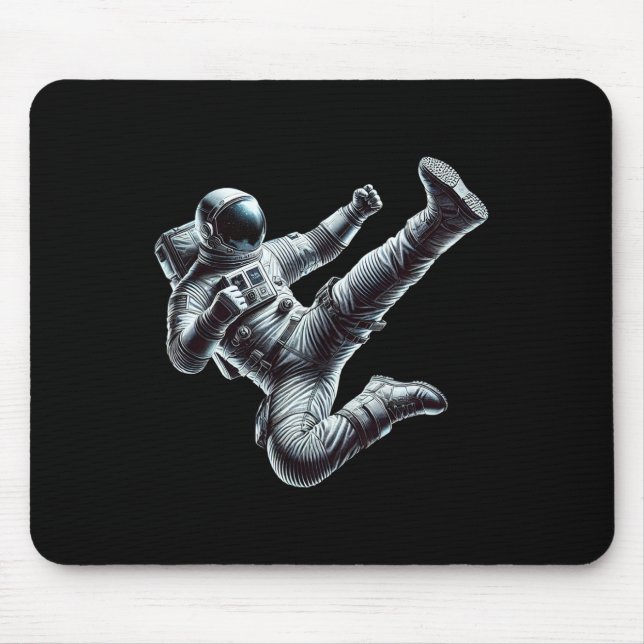 Mousepad Astronaut Performing A Powerful Karate Kick Martia (Frente)