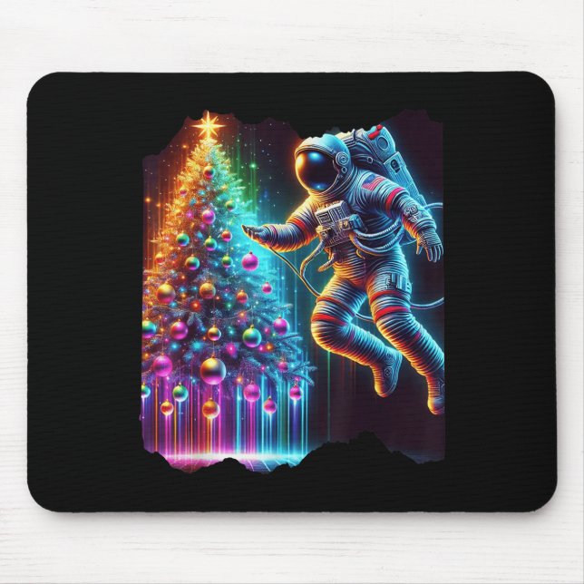 Mousepad Astronauta Árvore de Natal Astr de Natal no Espaço (Frente)
