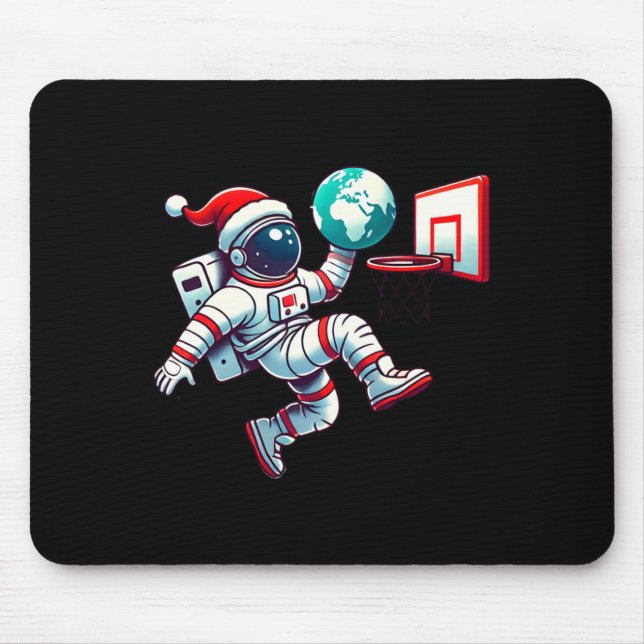 Mousepad Astronauta de Chapéu de Papai Noel Engraçado Faz E (Frente)