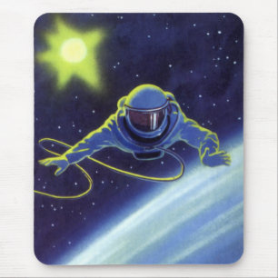 Mousepad Astronauta de Ficção Científica Vintage em Passo E