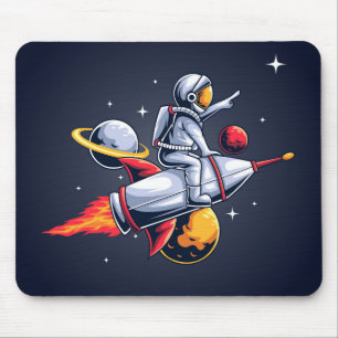 Mousepad Astronauta Divertido Voando Através Da Ilustração