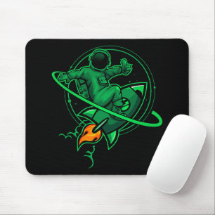 Mousepad Astronauta Em Um Foguete Ao Redor Da Trabalho de a
