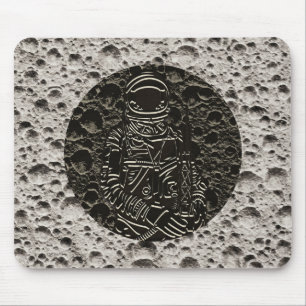 Mousepad Astronauta na Lua Espaço Preto & Cinza