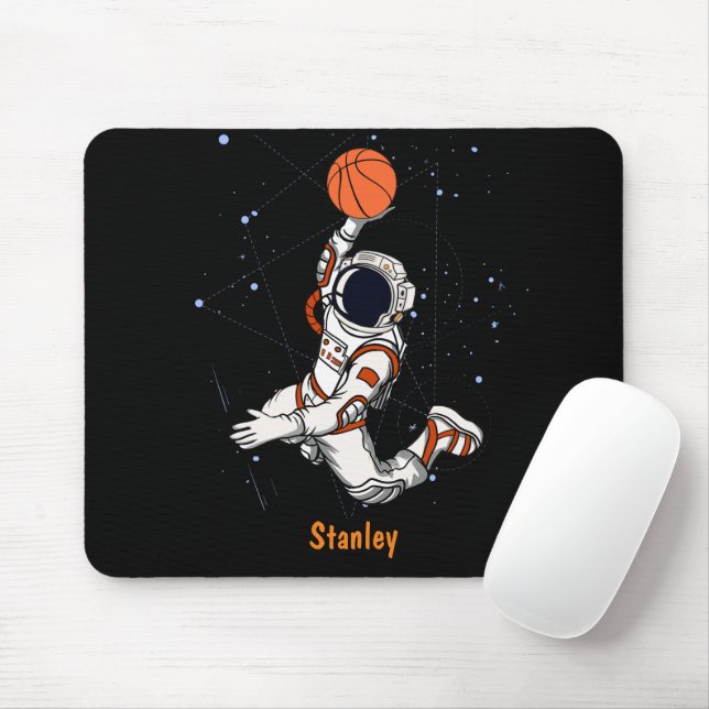 Mousepad Astronauta Negro-Gato Galáxia Espacial Exterior Ba (Com mouse)