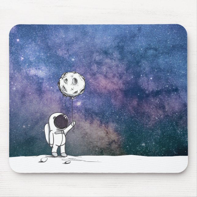 Mousepad Astronauta no espaço com balão da lua cosmos estre (Frente)