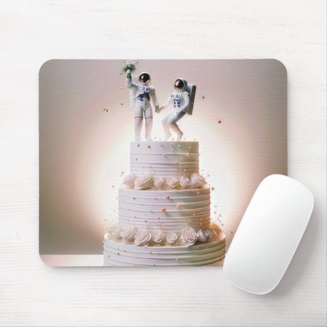 Mousepad Astronautas de Casamento no Bolo Hierárquico (Com mouse)