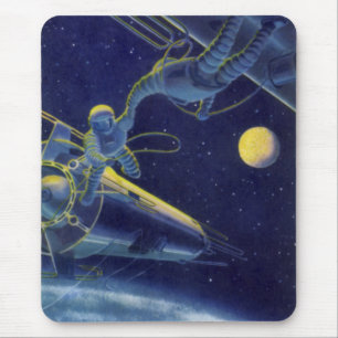 Mousepad Astronautas de Ficção Científica Vintage no Exteri