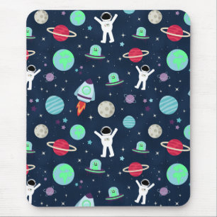 Mousepad Astronautas Planetas Foguetes e Alienígenas