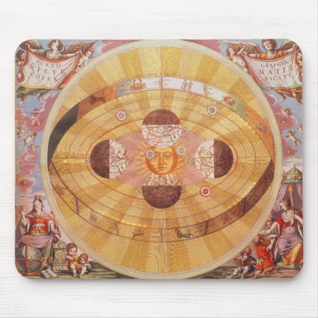 Mousepad Astronomia Vintage, Antigo Sistema Solar Copernica (Frente)