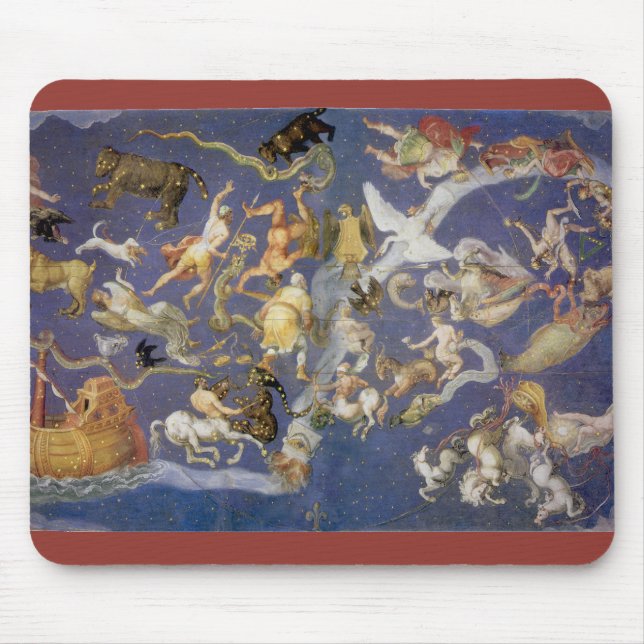 Mousepad Astronomia Vintage Fresco Constelações Celestes (Frente)