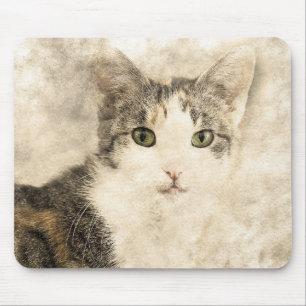 Mousepad Atenção ao Cheio de Kittys ABSTRATO Watercolor