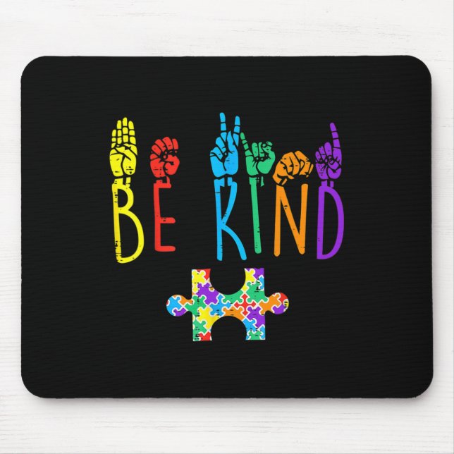 Mousepad Atenção ao Quebra-cabeça de Linguagem de Sinais de (Frente)