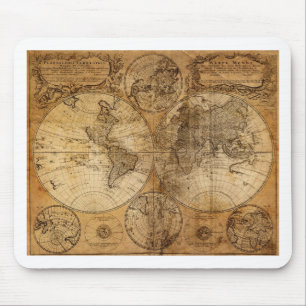 Mousepad Atlas do mapa do mundo do vintage