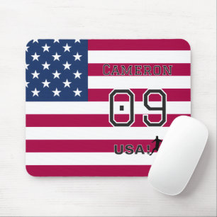 Mousepad Atleta de Futebol Americano Estrelas Listras Perso