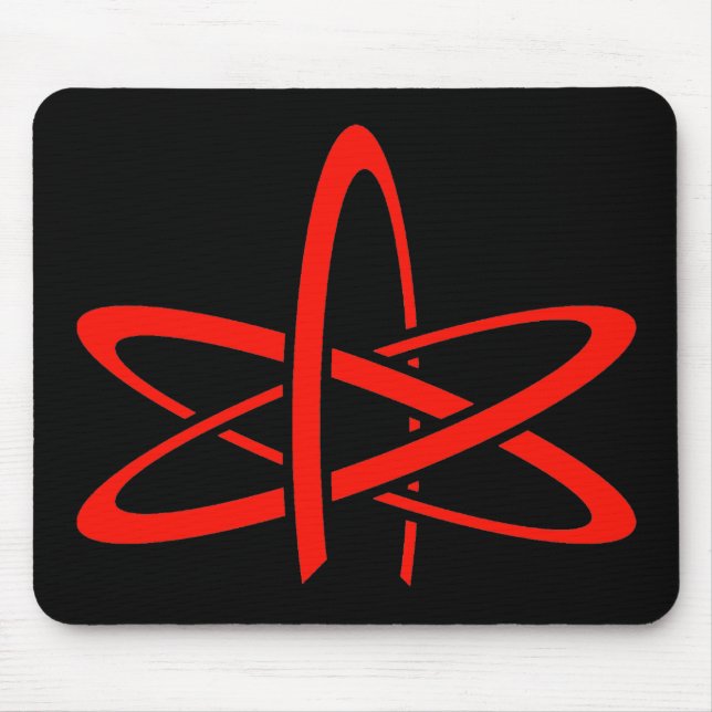 Mousepad Átomo ateu (vermelho no preto) (Frente)