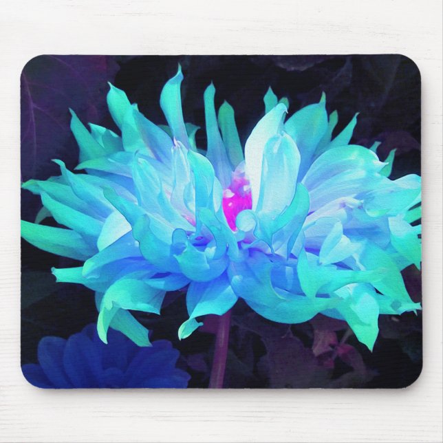 Mousepad Atordoamento de Aqua Blue e Green Cactus Dahlia (Frente)