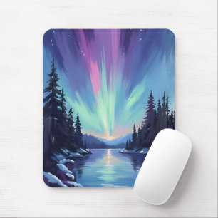 Mousepad Aurora Boreal Luzes do Norte Aquarela