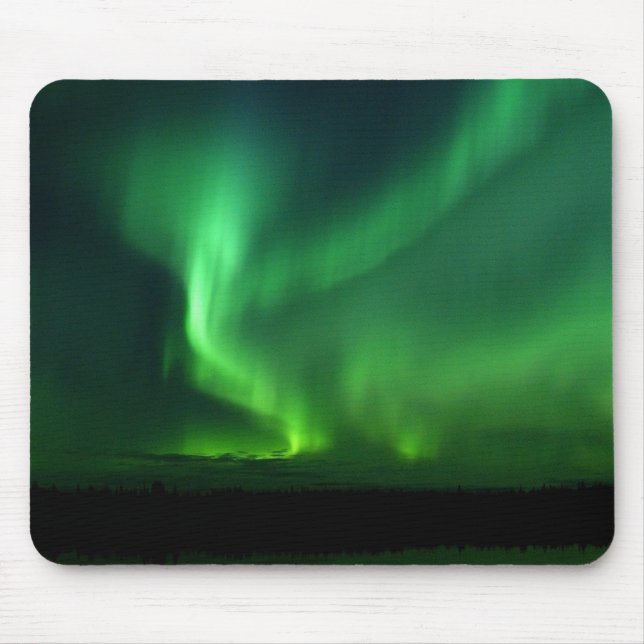 Mousepad Aurora Borealis Norte ilumina o Alasca Verde (Frente)