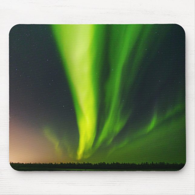 Mousepad Aurora Borealis Norte ilumina o Alasca Verde (Frente)