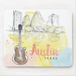 Mousepad Austin, esboço da aguarela de Texas