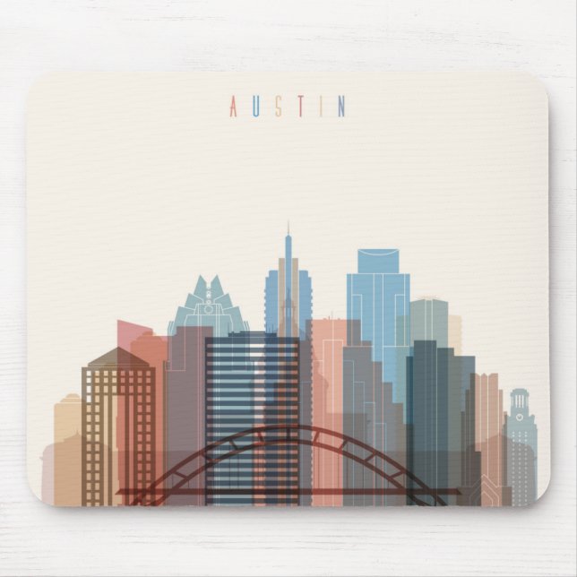 Mousepad Austin, skyline da cidade de Texas | (Frente)