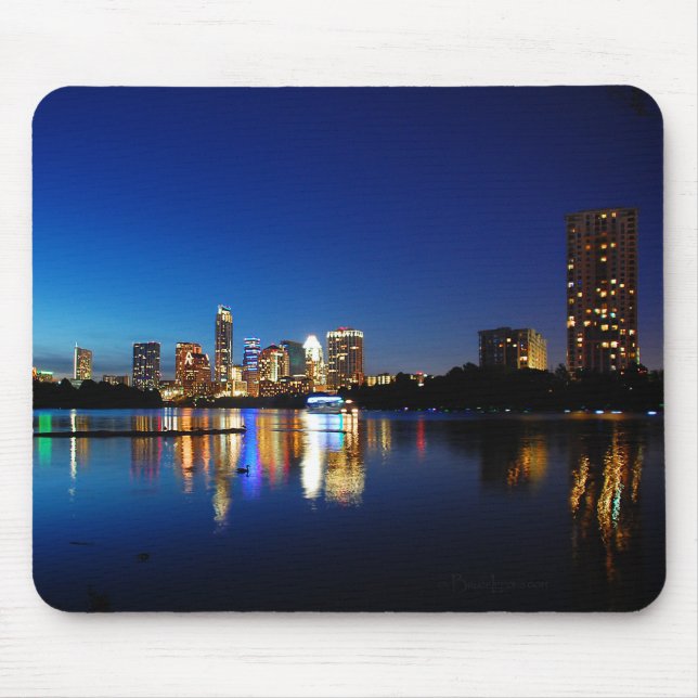 Mousepad Austin Texas Centro Night Skyline Ladybird Lake (Frente)