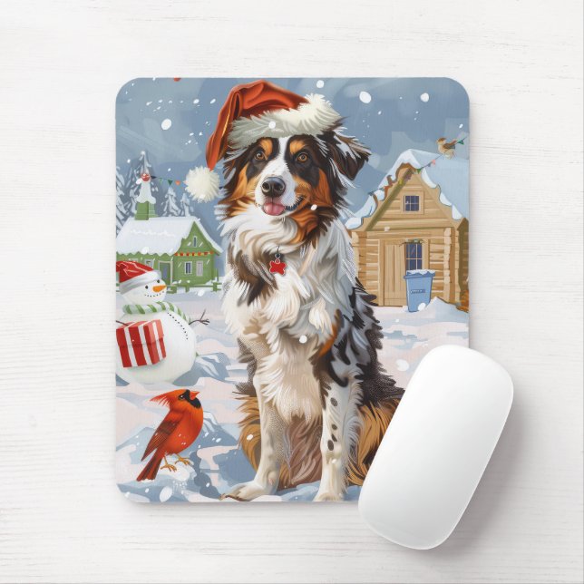 Mousepad Australian Shepherd Natal Mágico de Natal (Com mouse)