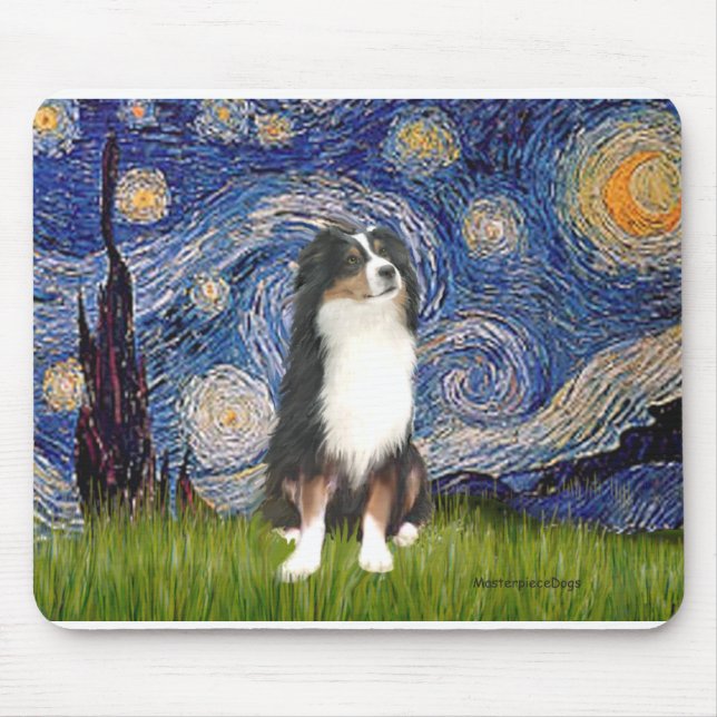 Mousepad Australian Shepherd (Tri2) - Noite Estrelada (Frente)