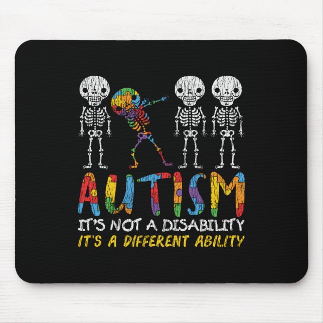 Mousepad Autismo Awerness - Skeleton Dabbing Autitic Kids A (Frente)