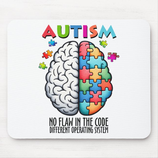 Mousepad Autismo Cérebro Quebra-cabeça Sem Falha No Código (Frente)
